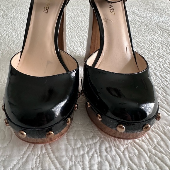 Nine West Cuzin Black Patent Platform Heel Clogs | Size 9 - Picture 7 of 9